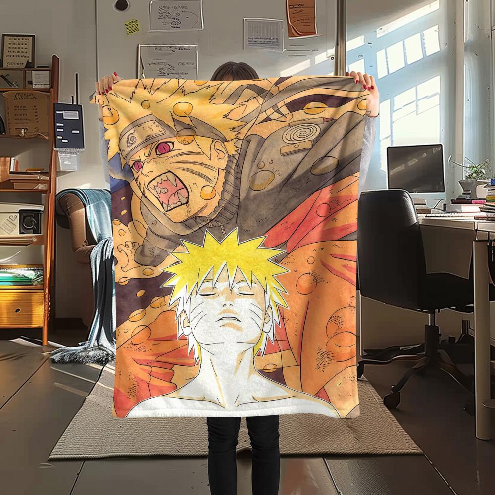 1PC Naruto Vs Pain Patterned Flannel Blanket Suitable For All Seasons For Home Decor Warmth And Comfort Gifts Holiday Present