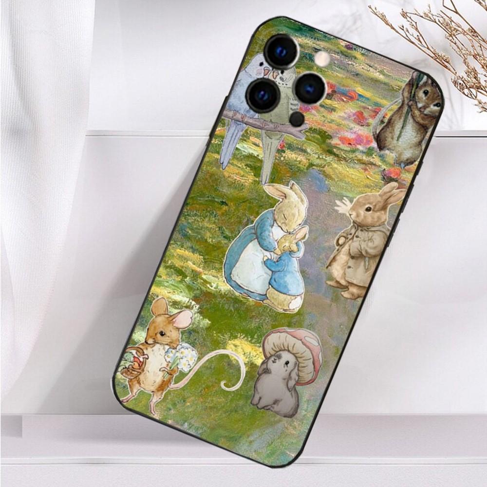 Cute P-Peter R-Rabbit Phone Case For iPhone 16,15,14,13,12,11 Plus,Pro Max,XS,X,XR,SE,Mini,8,7 Soft Silicone Black Cover
