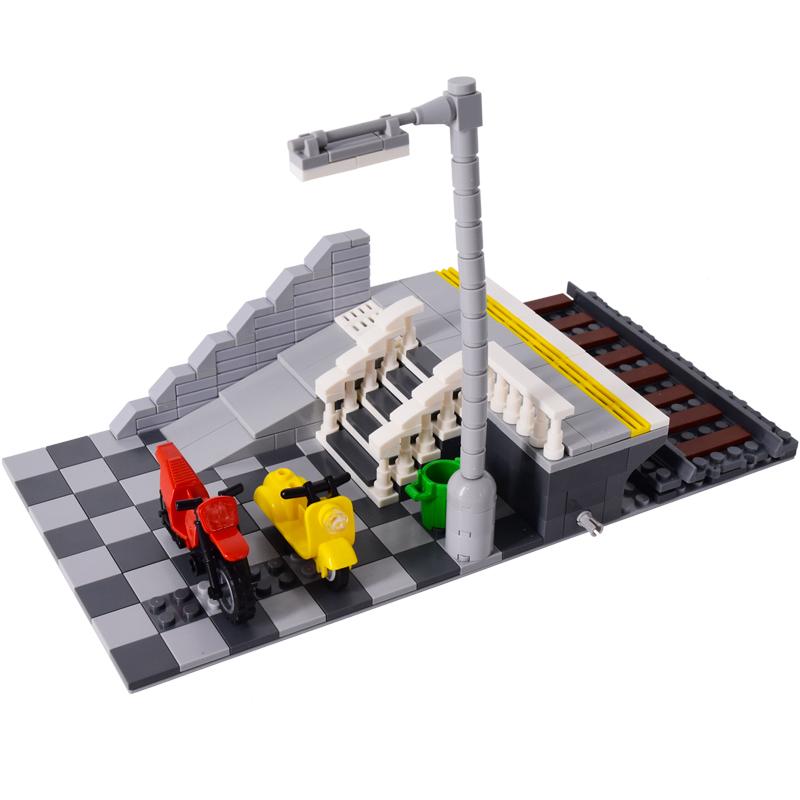 Moc City Train Rail Crossing Tracks Set Stud Gap Triple Switch Bricks Building Blocks Technical Enlighten Toys For Kids