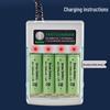 4-Slot AA/AAA Ni-MH/Ni-Cd Battery Charger with Independent 1.2V Charging Base and Flat AC Plug