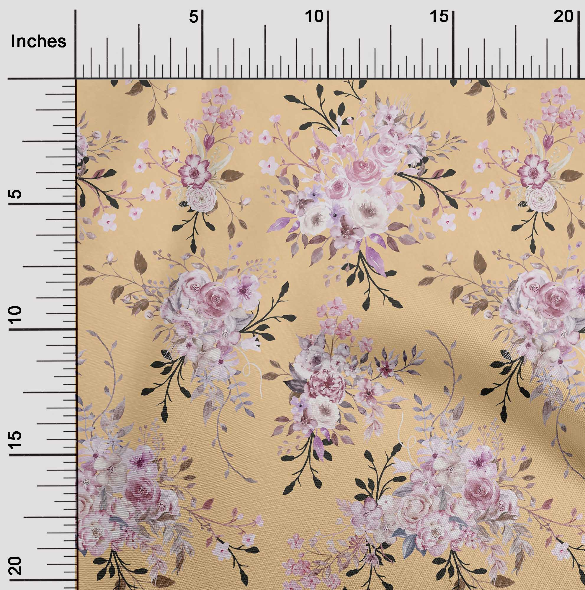 

oneOone Cotton Flex Light Green Fabric Watercolor Leaves & Flower Floral Dress Material Fabric Print Fabric By The Yard 40 Inch 42 Inch Wide - Viscose Chiffon помаранчевий