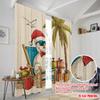 2pcs,2D Plane Printing Popular Curtain Panels Beach Chair Snowman Versatile 100% Polyester (without Rod) Decorations For Home