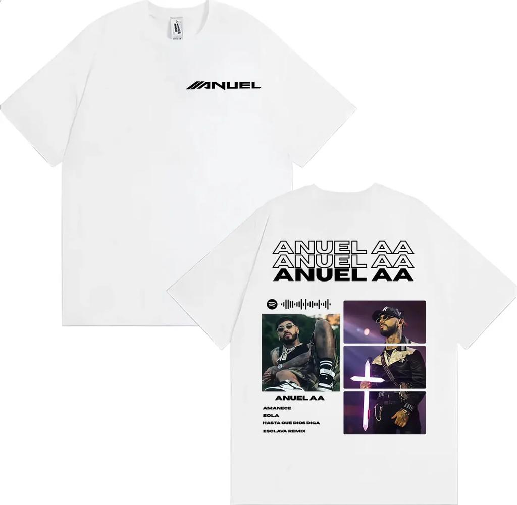 Anuel AA Real Hasta La Muerte 2026 Tour Cover T-shirt Men Women Fashion Retro Oversized T Shirts Summer Tops High Quality Tshirt