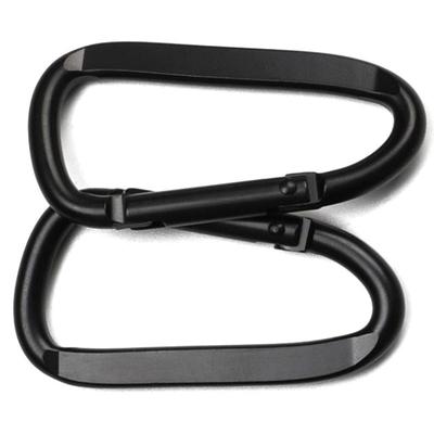 20 buc clemă carabinier din aluminiu în formă de D, cu arc negru, cu cârlig, cataramă pentru camping în aer liber, drumeții, inel pentru chei de călătorie