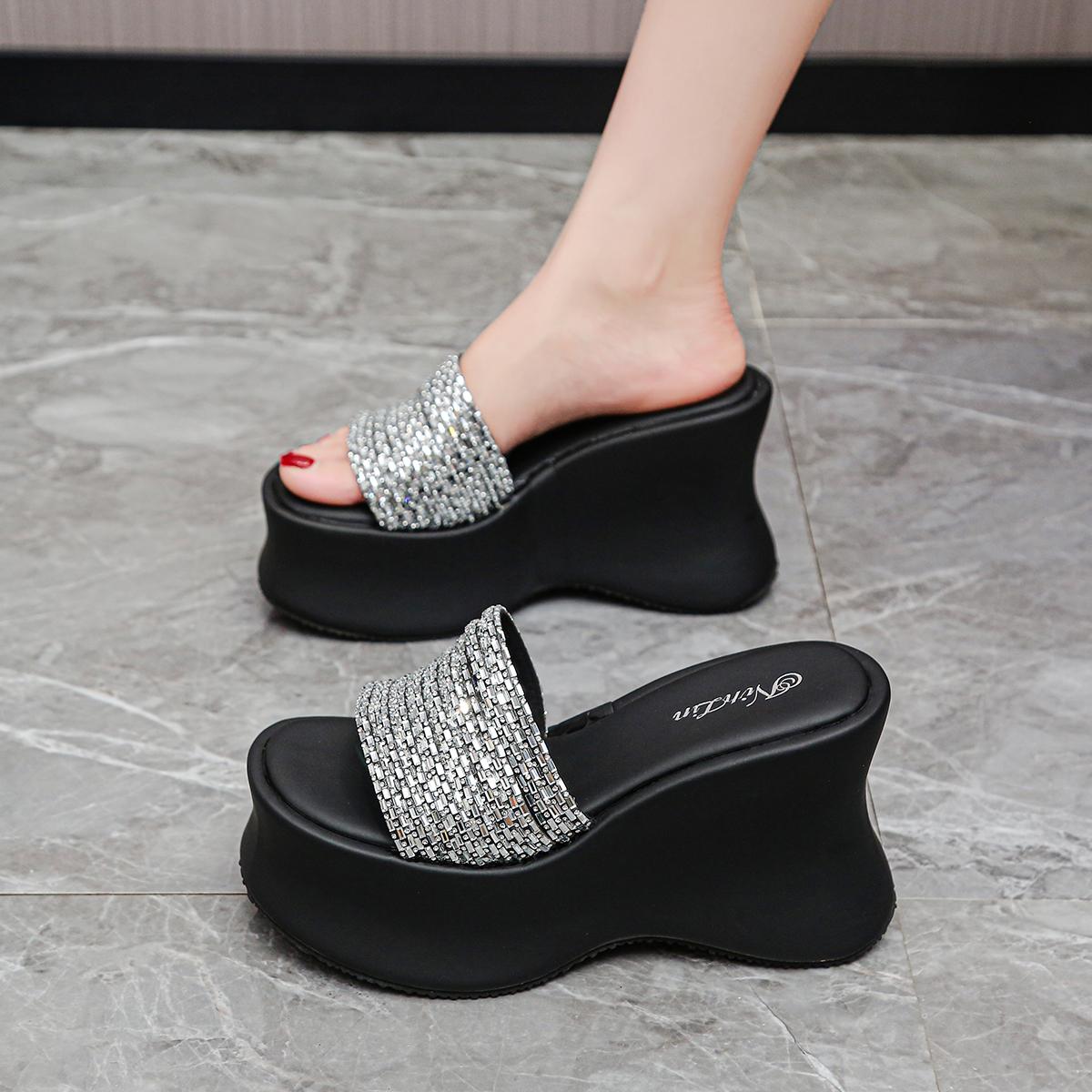 

Fashion Leopard Women Wedges Platform Slippers New Sandals Sexy Fashion Summer Shoes Dress Party Shoes Designer 2025 Trend Woman Pumps 34 чорний