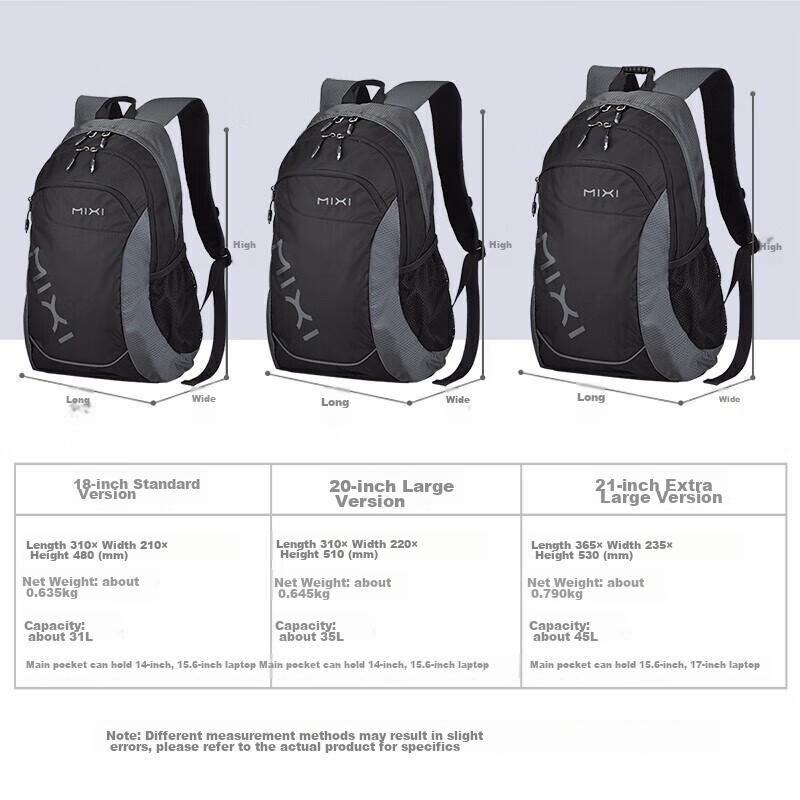 Mixi Lightweight Casual Sports Backpack for Women, Large Capacity Travel Backpack for Men, 14-Inch Laptop Bag for Men, Black And Gray, 1805