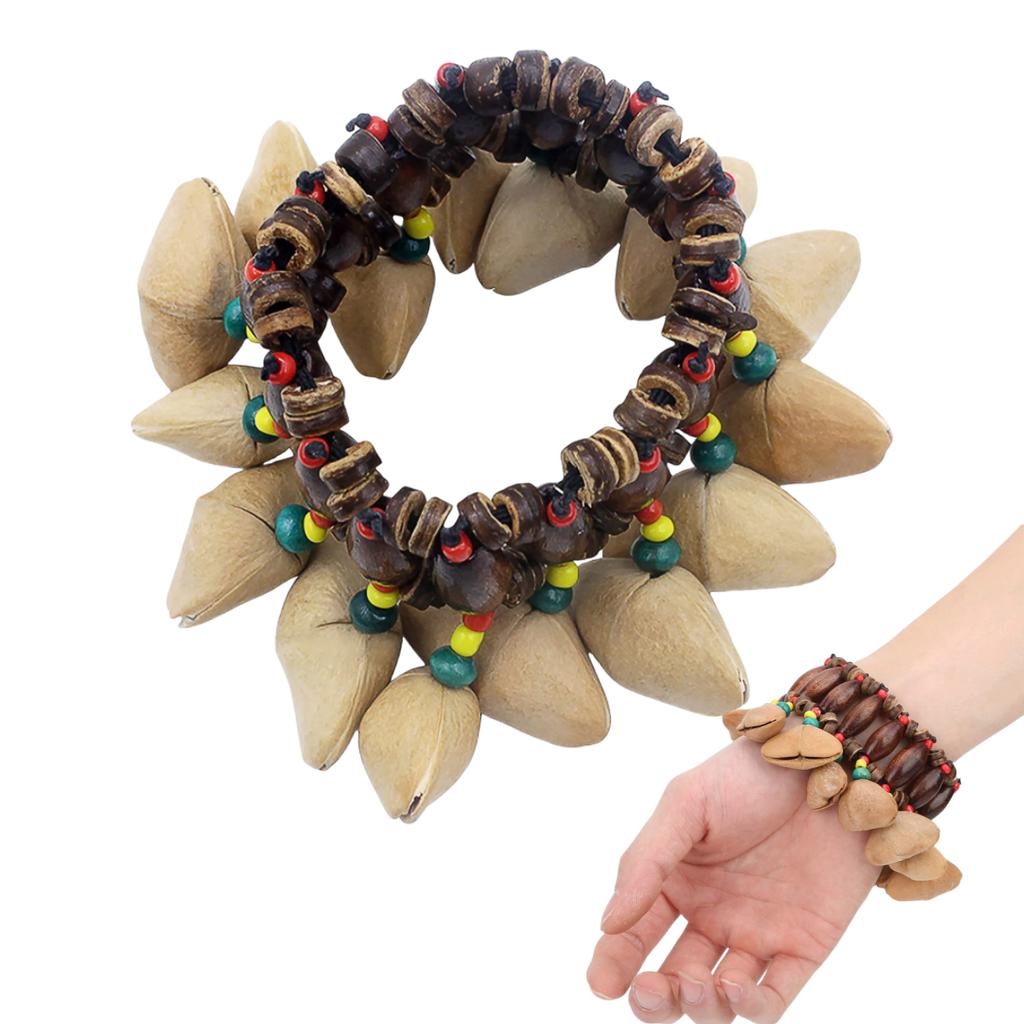 Miwayer Afrikanische Nussschalen Handglocke Armband Stammesstil/Für Djembe Afrikanische Trommel Conga Perkussion Musikinstrument Geschenke Spielzeug