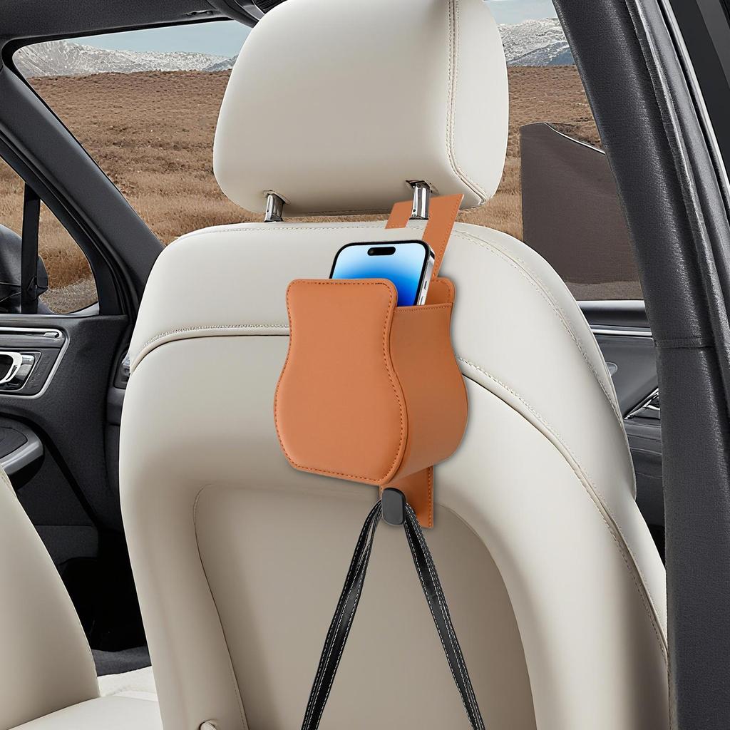 Drink Holder for Car Automotive Cup Holders Backseat Car Organizer Leather Box with Storage Hook for Auto Truck SUV Sedan RV