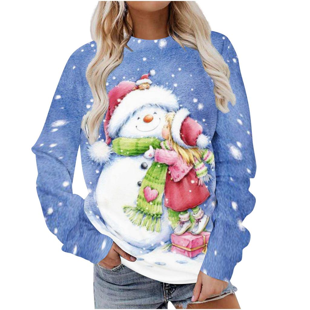 Autumn Christmas 3D Printed Women's Pullover Casual Loose Long Sleeved Top Fashion Hoodie Plus Size Women's Sweatshirt