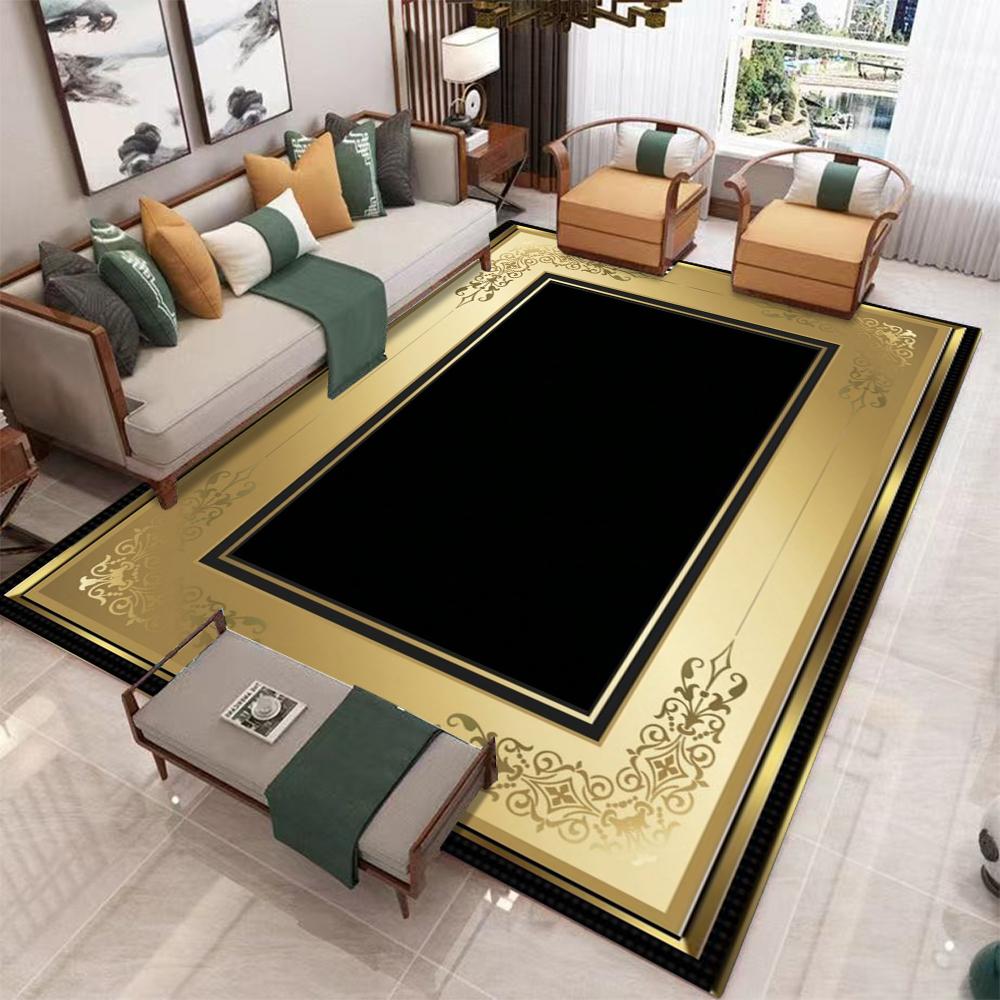 

Black Golden Luxury Carpet for Large Living Room Non Slip Floor Mat Bedroom Decor Modern Home Accent Rug Coffee Table Area 120x160cm