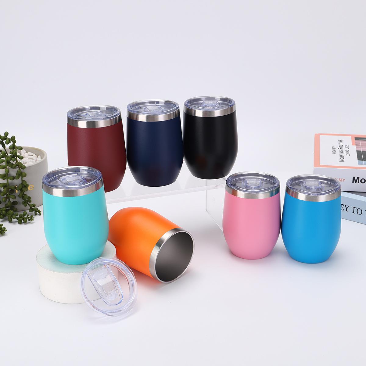 Baifenbai Home Furnishing Dark Red Eggshell Cup 304 Stainless Steel Double-Layer Thermos Cup Cold Keeping Mini Egg Cup