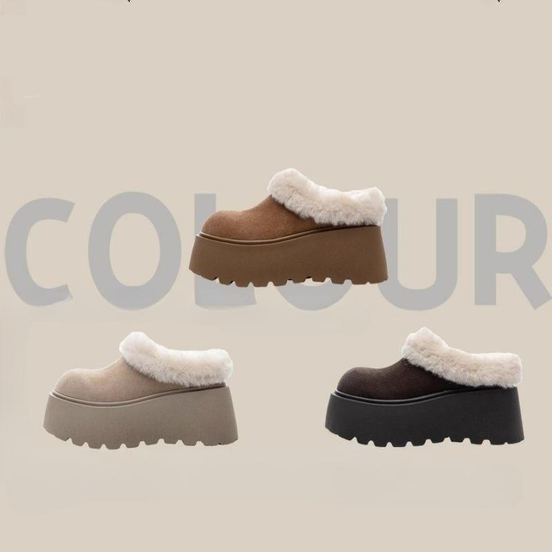 Women's Large Size Soft Sole Winter Warm Anti-slip Fur One Snow Boots Padded Lined Ankle Boots Anti-slip Sports Fur Mouth Cotton Boots