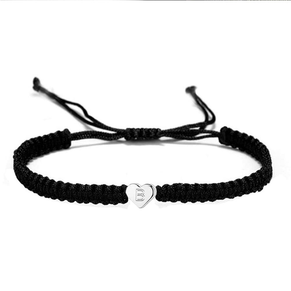

Black Rope Letter Heart Beaded Bracelet Simple Exquisite Woven Adjustable Hand Rope Bracelet Women Hand Jewelry 02