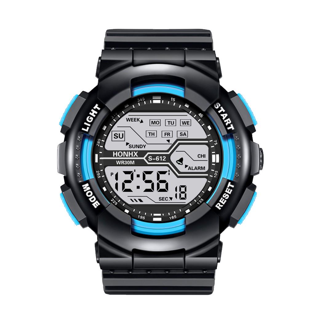 Mode wasserdichte Herren Jungen LCD Digital Stoppuhr Datum Gummi Sport Armbanduhr