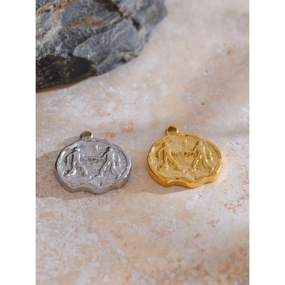 Yhpup Real Gold Plated 12 Constellation Metal Diy Charms For Jewelry Making Bulk Stainless Steel Charm Pendant Accessories