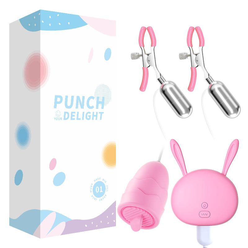 Nipple Clip Vibrator Tongue Licks Vibrating Egg 3 Point Stimulation Clit Rechargeable Foreplay Sex Toys for Women Couples
