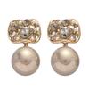 Retro Luxury Diamond-Inlaid Pearl Geometric Silver Earrings for Women