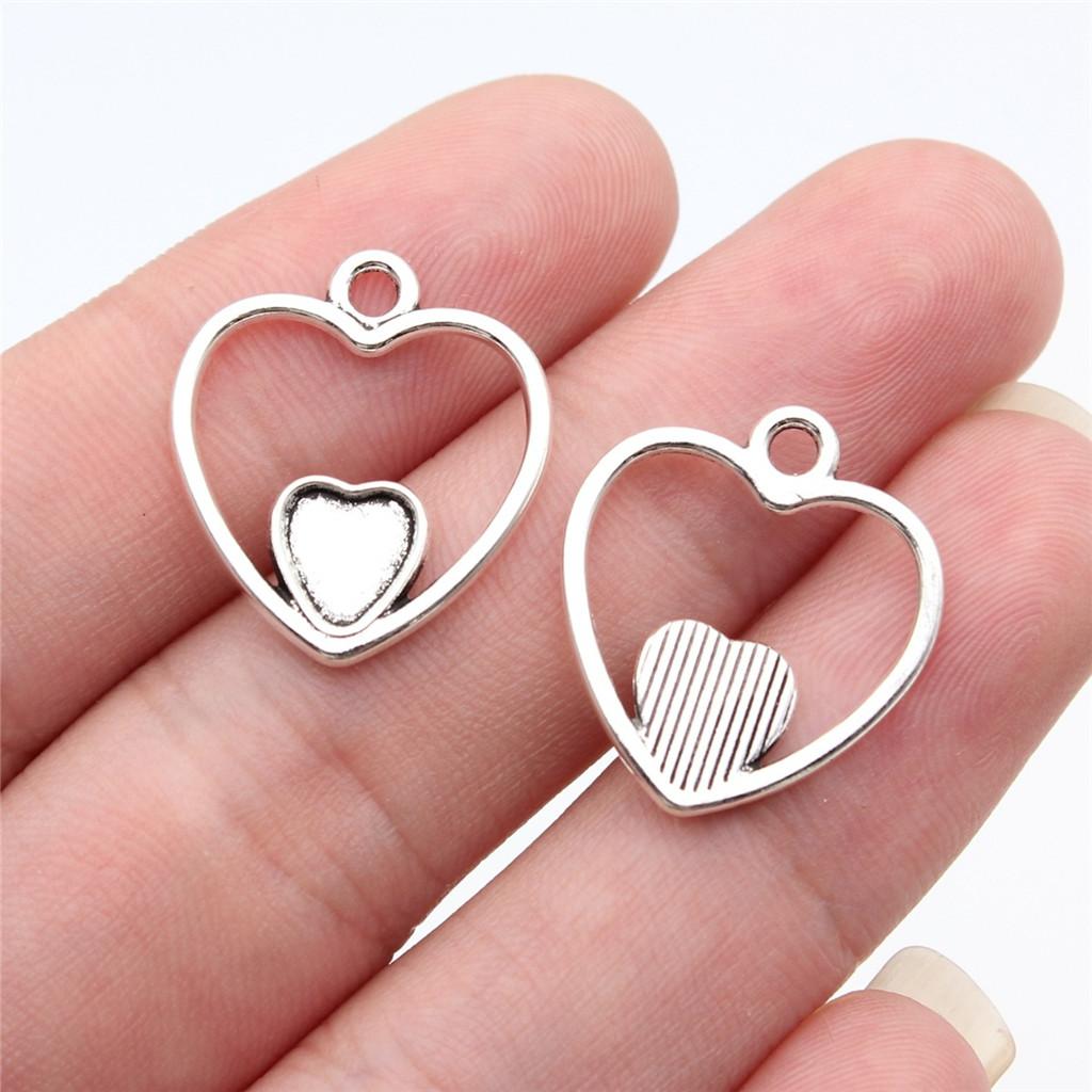 Charms Openwork Heart Pendants Vintage Jewelry Supplies QC068
