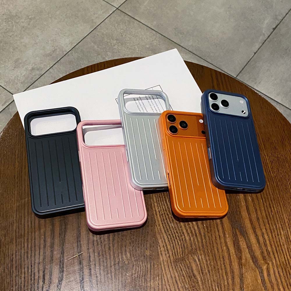 Aluminiumlegierung Handyhüllen für iPhone 18 17 16 15 14 Pro Max 3D Wellenstreifen Rückseite Luxus Business Gepäckabdeckung für Rimowa