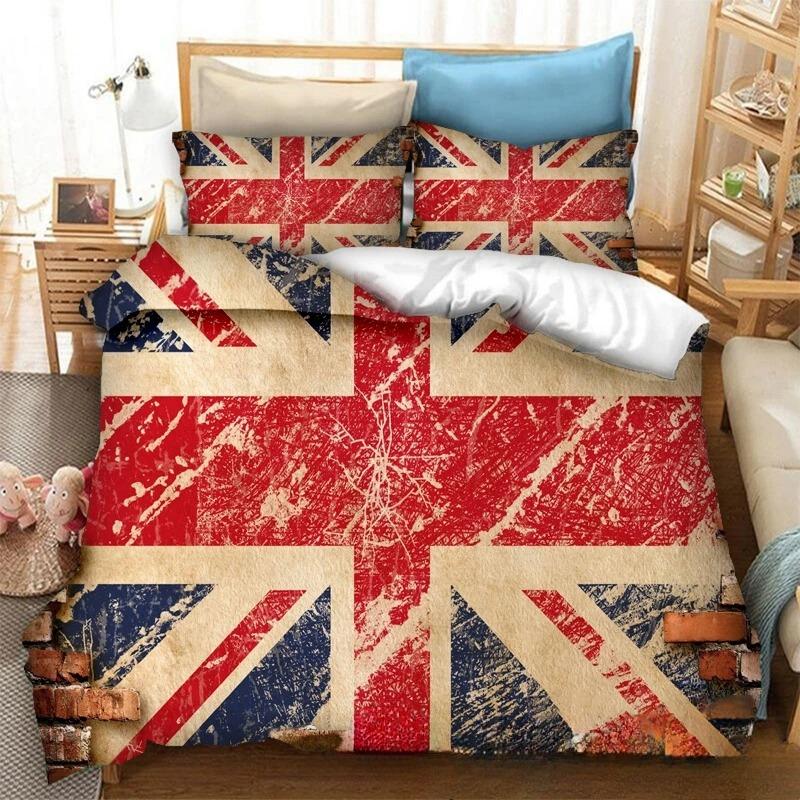 Druk 3D Flaga Wielkiej Brytanii Kolekcja pościeli Podwójna Twin King Poszewka na kołdrę Kołdra Poszewka na poduszkę Chłopcy Dziewczynki Dorośli Sypialnia