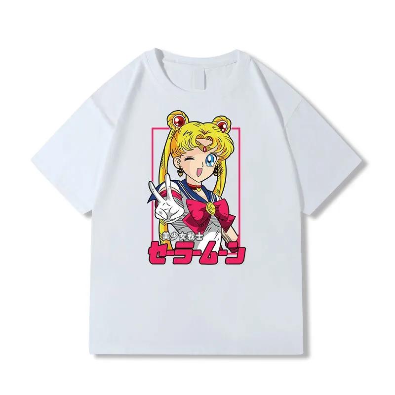 Pretty Soldier Sailor Moon Tsukino Usagi Shortsleeved Tshirt Mens and Womens Tshirt Loosefitting Couples Outfit