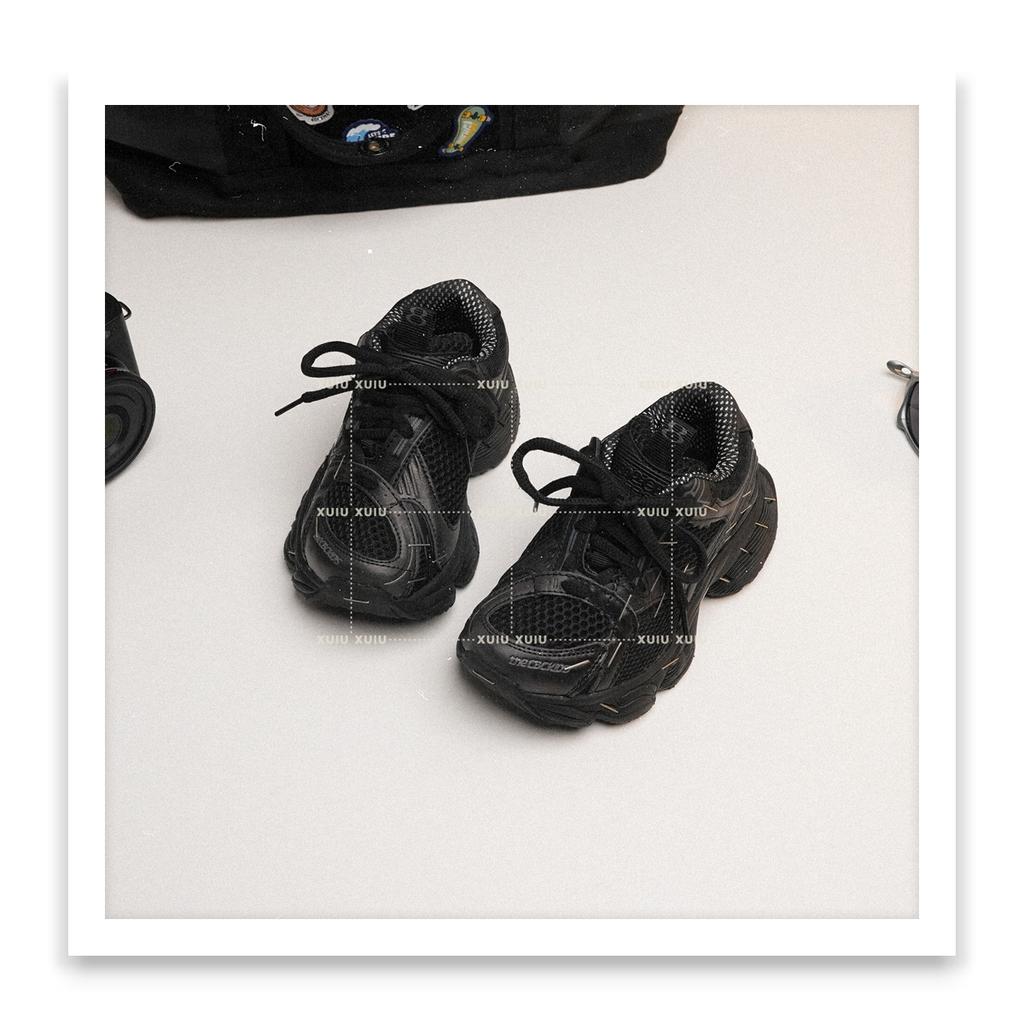 XSHX "Paris Staples" Children's Dad Sneakers Autumn and Winter Men's and Women's Velcro Parent-Child [Wenzhou Shoes]