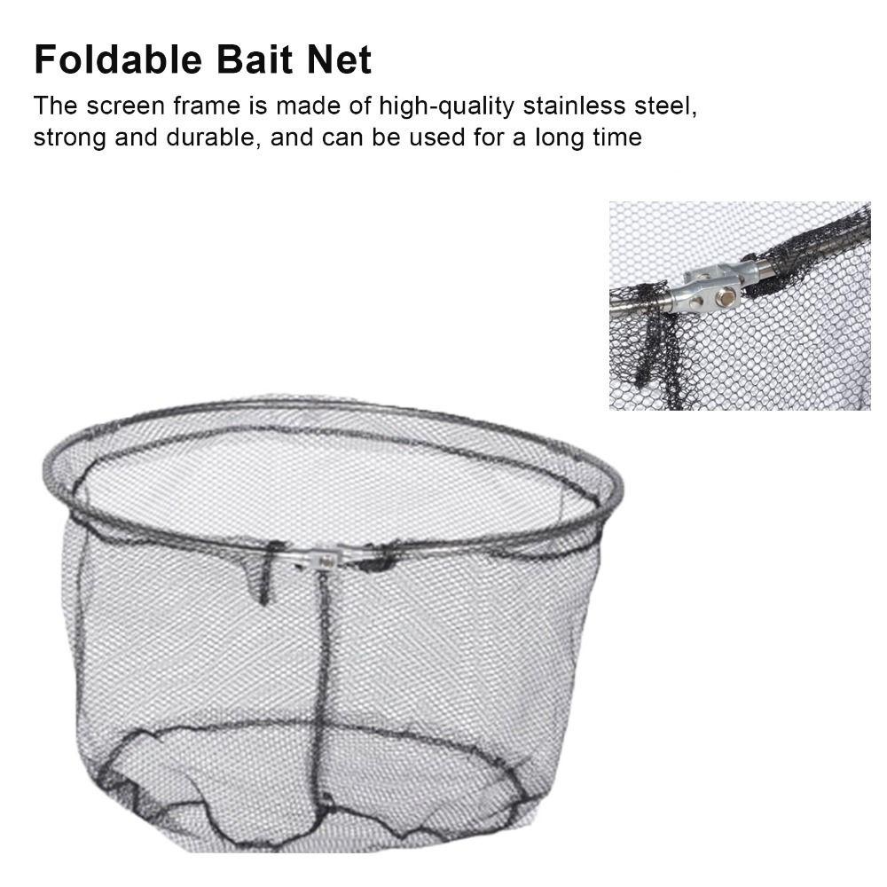 Portable Foldable Fishing Landing Net Lightweight 35cm Diameter Fish Catching Net Black Fish Mesh Net Shrimp Catching