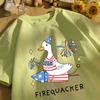 Usa'S Big Goose On A Rocket Design T-Shirt Unisex Cotton Summer Basics Tee Vintage Clothing Unisex Loose Fashion Streetwear