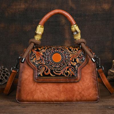 Vintage Handmade Embossed Women Leather Bag Luxury Handbag Versatile Female Shoulder & Crossbody Bags