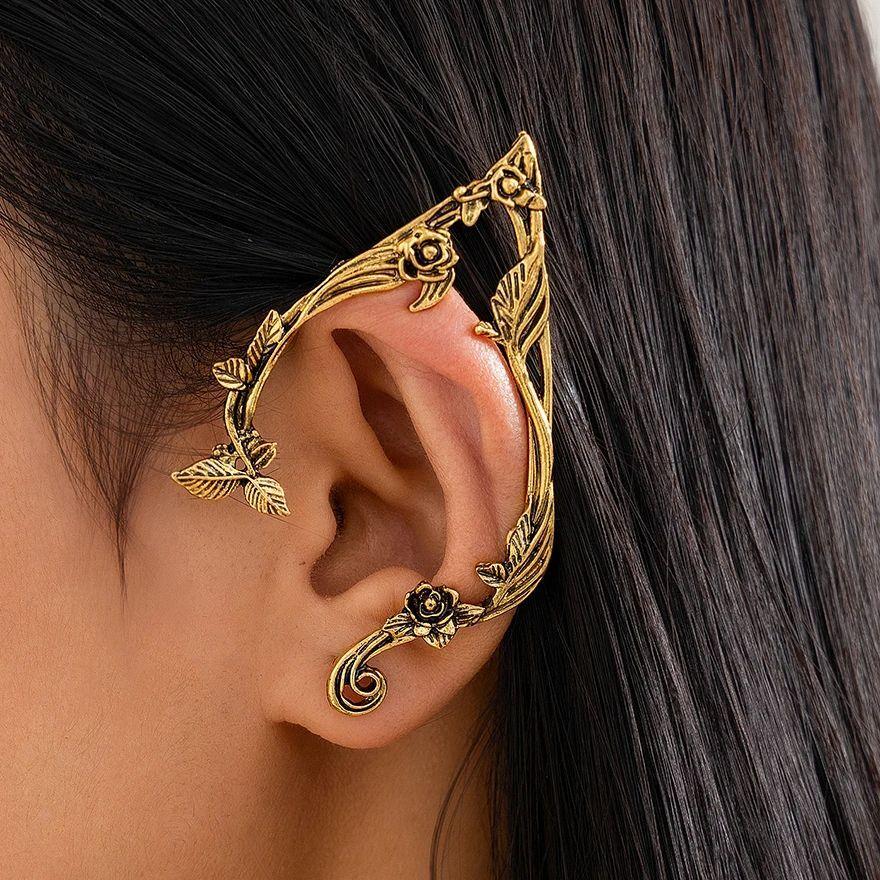 PuRui Popolare Colore Oro Fiore di Elfo Foglia Clip per Orecchio Carino Accessorio Gioiello Orecchini Piercing Fatati Gioielli per Matrimonio Ragazze Regali Nuovo