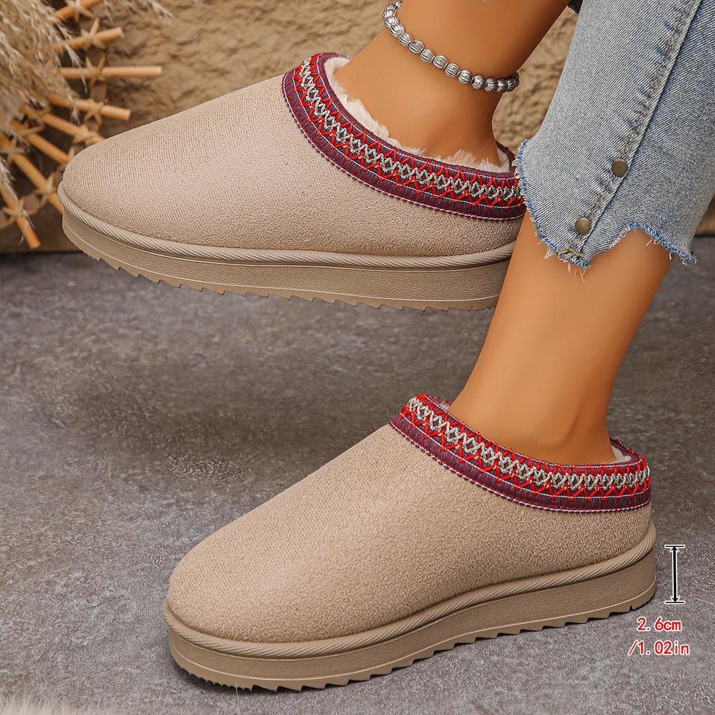 Fashion Women Warm Suede Snow Boots Autumn/Winter Fashion Slip On Platform Boats Close Toe Half Slipper Female Cotton Shoes