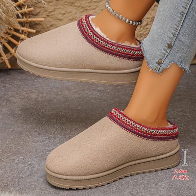 Mode Femmes Chaud Daim Bottes de Neige Automne/Hiver Mode Enfiler Plateforme Bateaux Bout Fermé Demi Pantoufle Féminine Chaussures en Coton