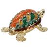 Turtle Trinket Box Turtle Band Jewelry Trinket Box with Painted Electroplated Rhinestone for Earrings Necklace Storage
