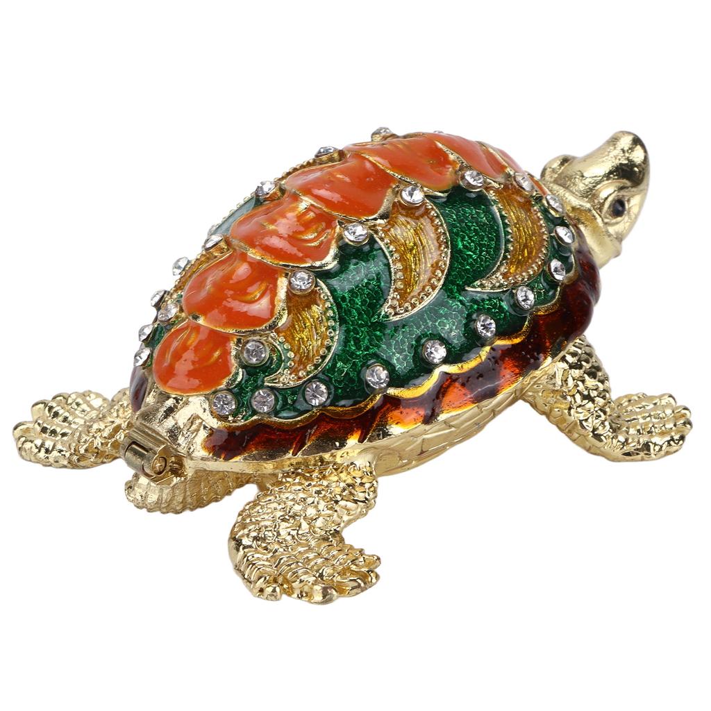 Turtle Trinket Box Turtle Band Jewelry Trinket Box with Painted Electroplated Rhinestone for Earrings Necklace Storage