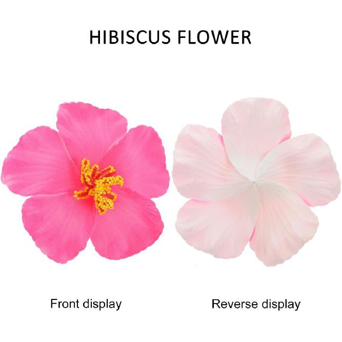 HOMSFOU 10PCS Hawaiian Faux Flowers Hibiscus Flowers Decoration Artificial Tropical Flower Vivid Flower for Hawaiian Luau Tabletop Decoration Party