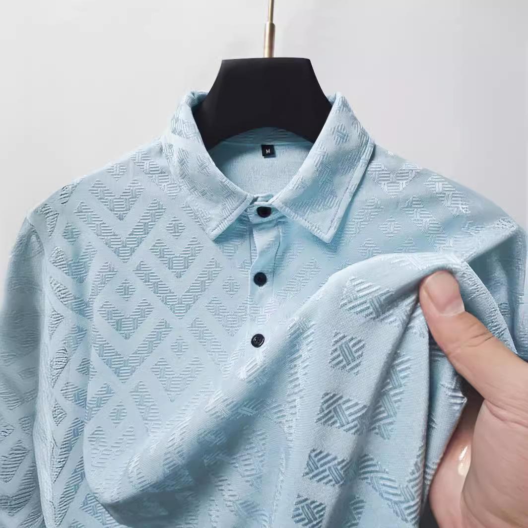 

Высококачественная новая мужская рубашка-поло из сухого льда с шелковым воротником и воротничком XXXL