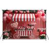 Mocsicka Valentine's Day Photo Backdrop Rose Pink Striped Float Balloons Flowers Wallpaper Decorations Woman Wedding Backgrounds