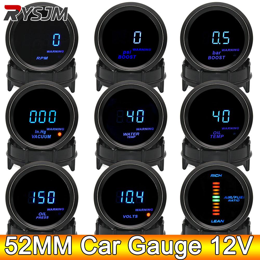 AD Digital Turbo Boost Gauge BAR PSI 52mm Car Water Temp Meter Oil Temp Oil Pressure Gauge Voltmeter Tachometer EGT Gauge Holder