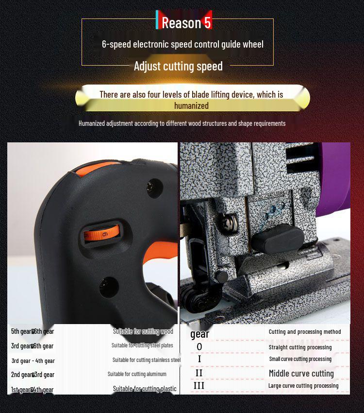 Industrial-Grade Multifunctional Reciprocating Scroll Saw - Electric Woodworking Jigsaw