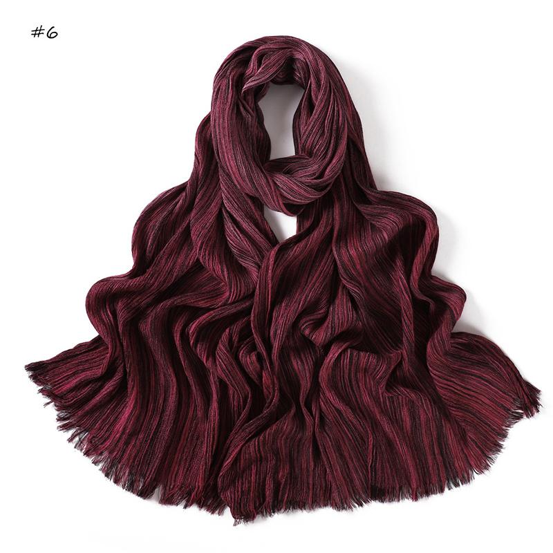 Neuankunft Damen Muslimischer Schal Schals Einfarbiges Kopftuch Wickeltücher Große Größe Einfaches Knitter-Viskose Hijab Islamischer Turban Kopfbänder Foulard