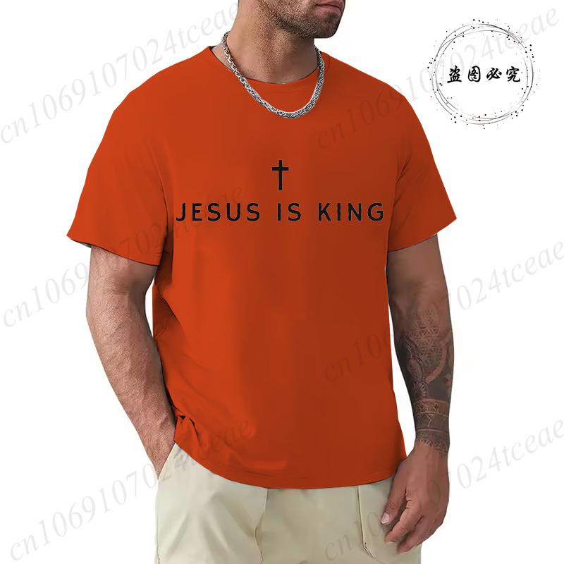 Herren T-Shirts Oberteile Jesus Ist König Shirt Christlich Lustige Herren T-Shirts Minimalistische Christliche Grafik Y2k Oberteile Hipster Trendige Kleidung