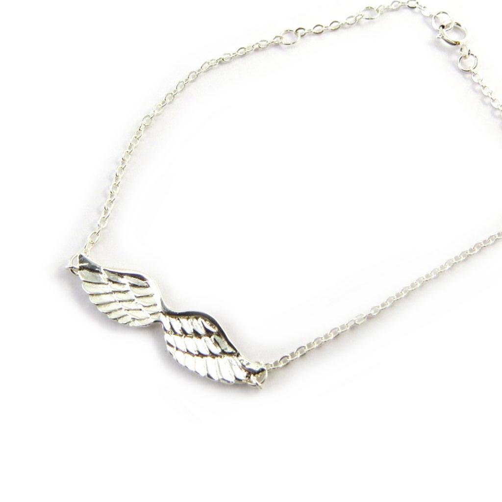 Les Trésors De Lily [M6965] - Stříbrný náramek 'Andělská křídla' bílý