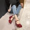 Fashion Platform Pumps Women's 2025 Square Toe Thick Heels Mary Janes Women's Patent High Heels Party Shoes Square Toe Square Heel