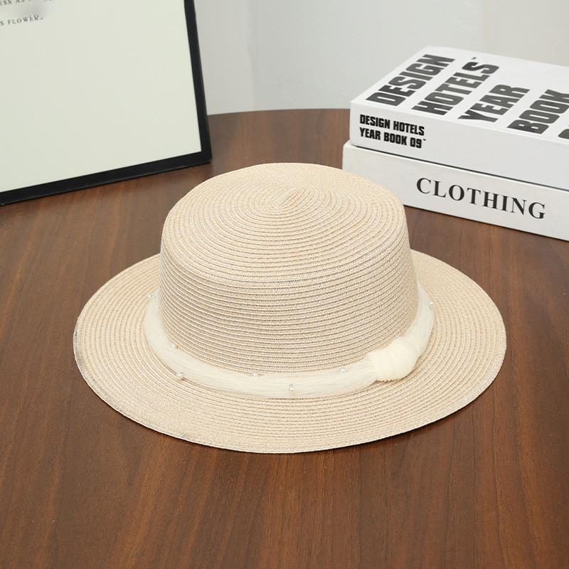 

Paper Straw Beach Hat With Wide Brim And Adjustable Fit For Summer Vacation Sun Protection бежевый
