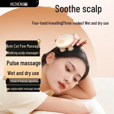 HEZHENG Cute Cat Paw Electric Scalp Massager CN Plug (adapter Included)