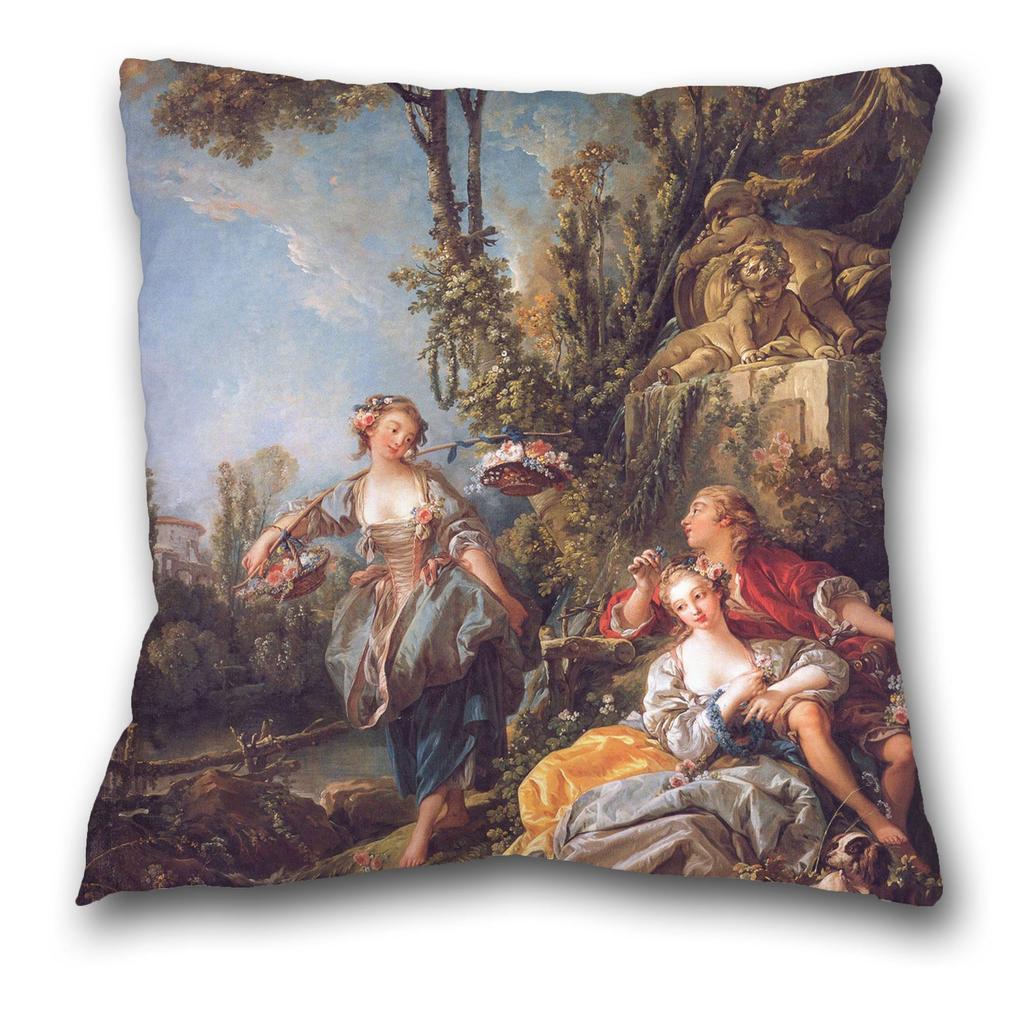 Artistic oil painting pattern throw pillow cover with short plush print living room sofa decoration cushion cover pillow covers
