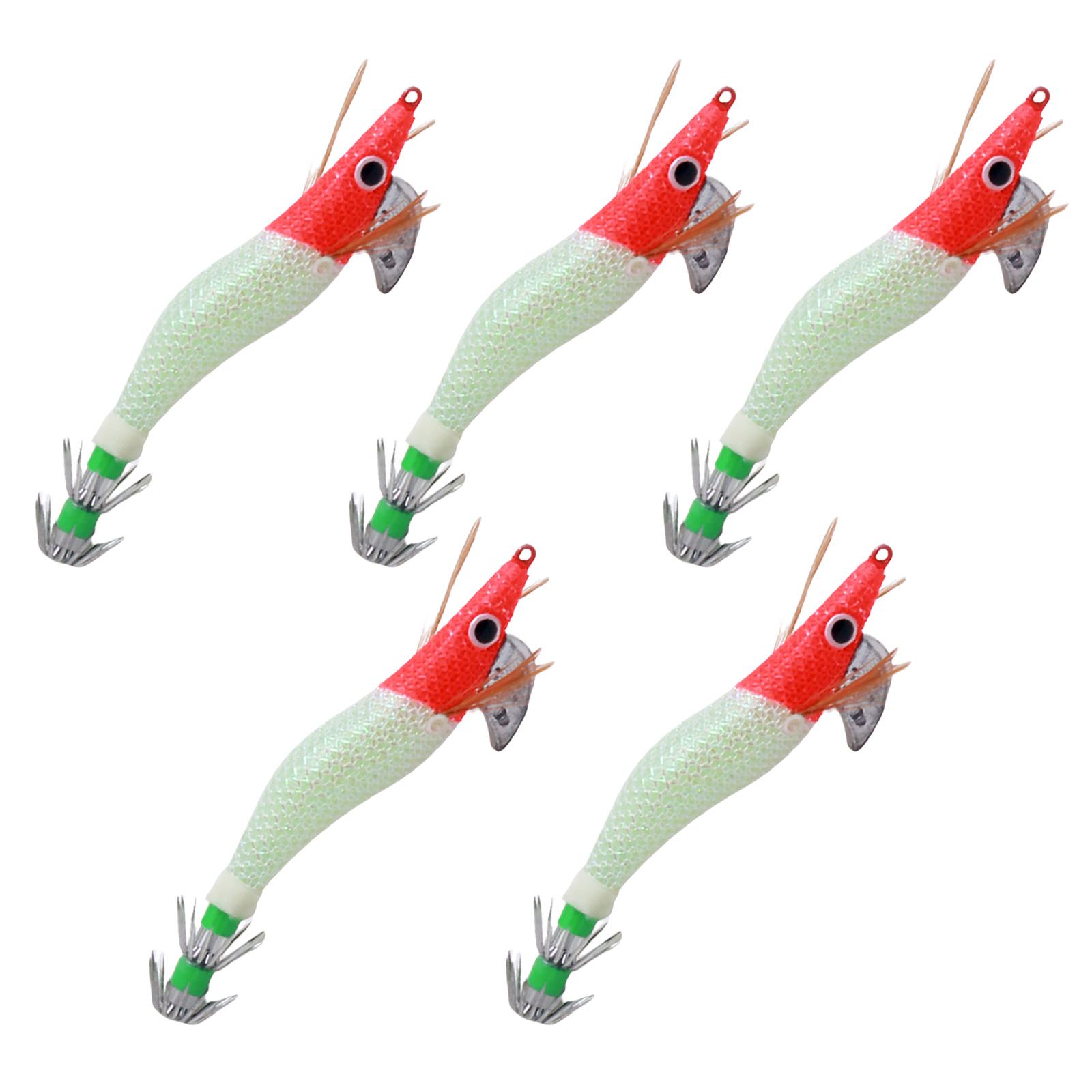 

5Pcs/pack Assorted Size Fishing Baits Artificial Fishing Squid Jig Lures Set with Shrimp Designs for Effective Fishing 75