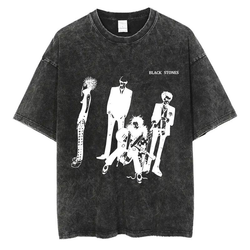 Japanese Anime Nana Osaki Print Vintage Washed Tshirt Harajuku Streetwear Graphic T-Shirt Summer Short Sleeve Cotton Tshirt