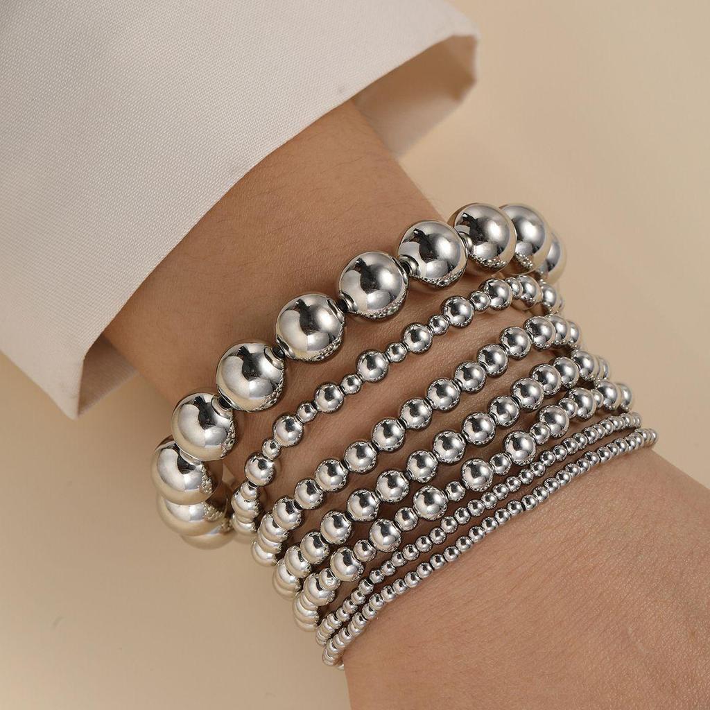 European/American Style Waterproof, Wear-Resistant Women's Beaded Elastic Bracelet - Fashionable, Stackable, and Simple Design