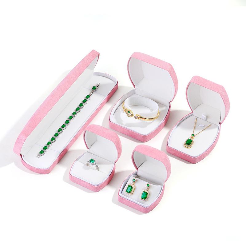 Elliptical Big Belly Deer Skin Velvet Jewelry Box, Iron Box Jewelry Box, Ring Pendant Jewelry Bracelet Bracelet Box pink; ring box (65*60*45)